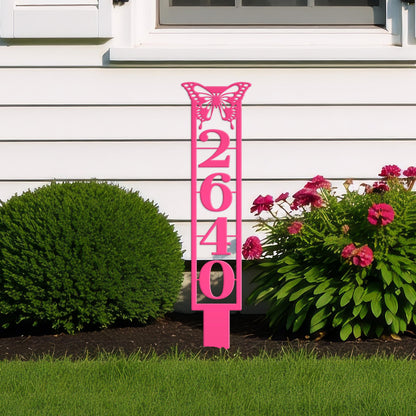 Butterfly House Numbers - Metal Street Address Yard Stake for Customized Lawn Decor and Eye-Catching Mailbox Numbers