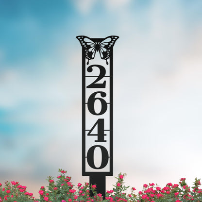 Butterfly House Numbers - Metal Street Address Yard Stake for Customized Lawn Decor and Eye-Catching Mailbox Numbers