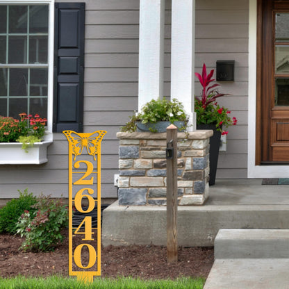Butterfly House Numbers - Metal Street Address Yard Stake for Customized Lawn Decor and Eye-Catching Mailbox Numbers