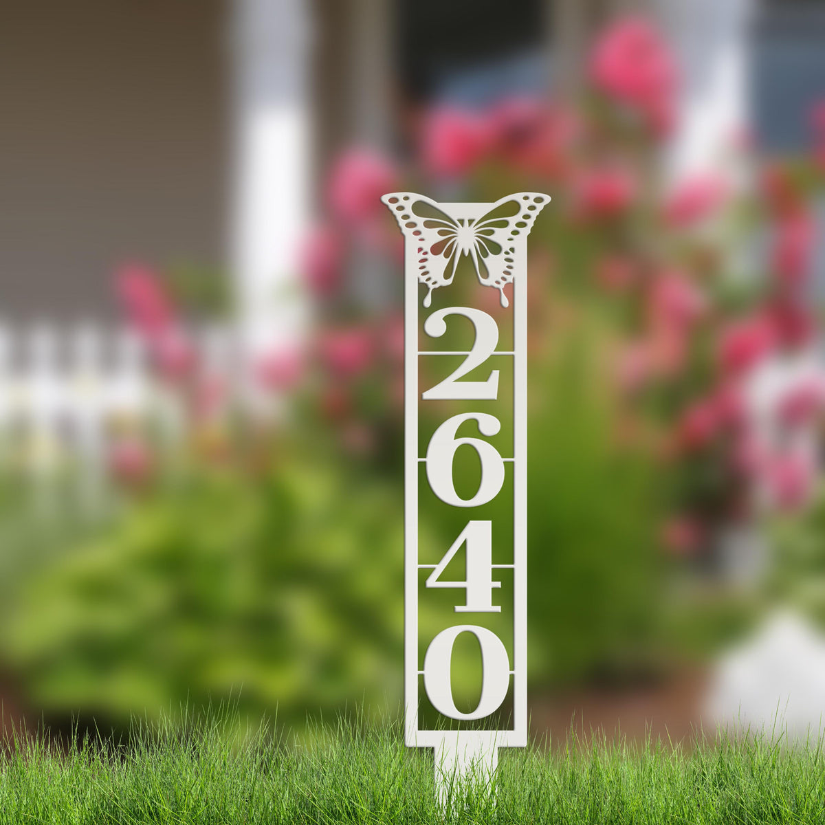 Butterfly House Numbers - Metal Street Address Yard Stake for Customized Lawn Decor and Eye-Catching Mailbox Numbers