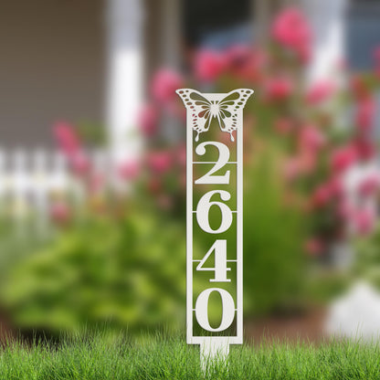 Butterfly House Numbers - Metal Street Address Yard Stake for Customized Lawn Decor and Eye-Catching Mailbox Numbers
