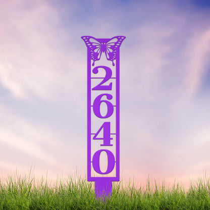 Butterfly House Numbers - Metal Street Address Yard Stake for Customized Lawn Decor and Eye-Catching Mailbox Numbers