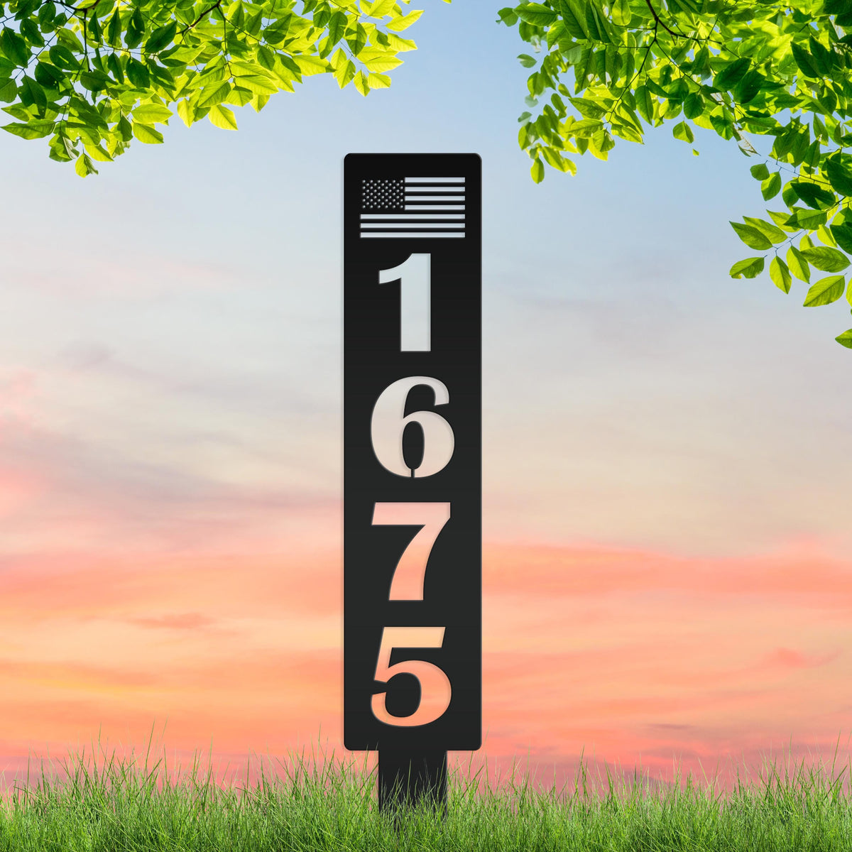 Customizable American Flag Address Yard Sign Stake - Personalized Metal House Numbers - Patriotic Home Decor - Charming Housewarming Gifts