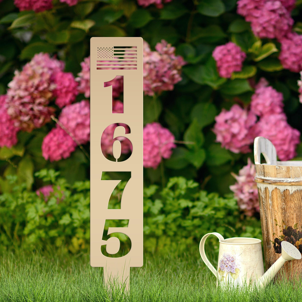 Customizable American Flag Address Yard Sign Stake - Personalized Metal House Numbers - Patriotic Home Decor - Charming Housewarming Gifts