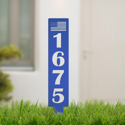 Customizable American Flag Address Yard Sign Stake - Personalized Metal House Numbers - Patriotic Home Decor - Charming Housewarming Gifts