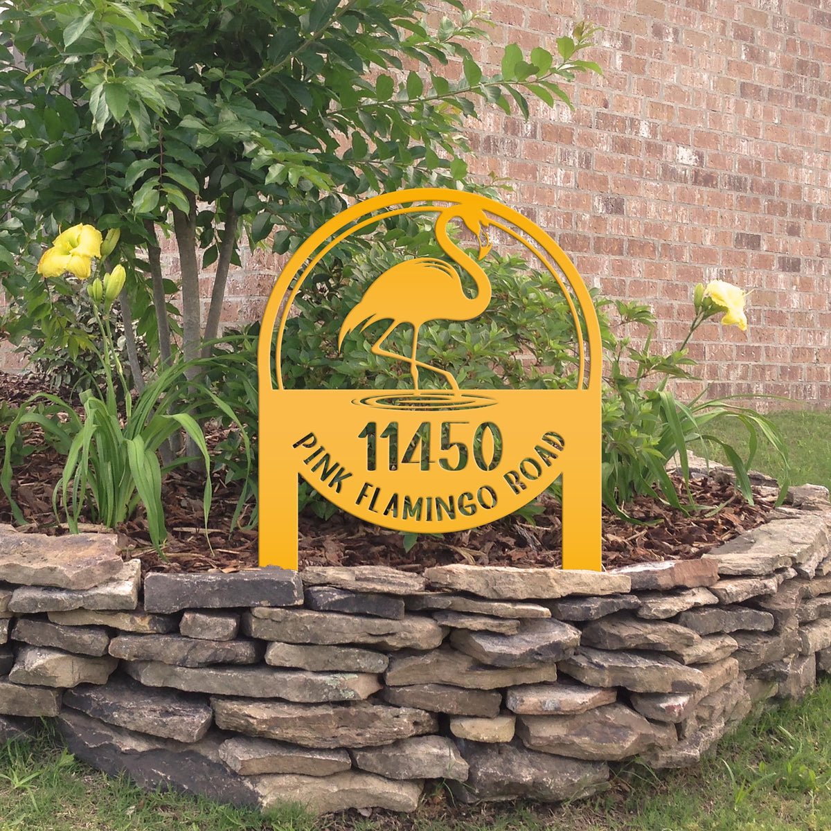 Metal Address Sign, Flamingo Yard Sign, Bring the tropics straight to your front yard with a hot pink flamingo sign!