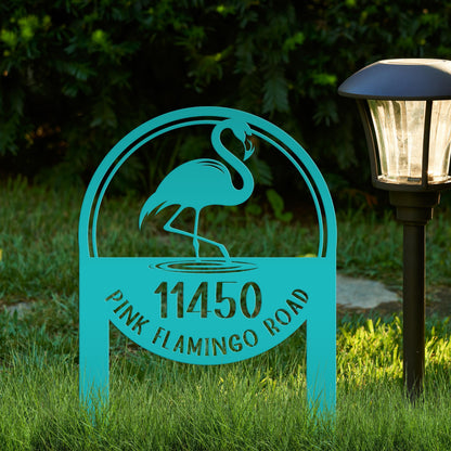 Metal Address Sign, Flamingo Yard Sign, Bring the tropics straight to your front yard with a hot pink flamingo sign!