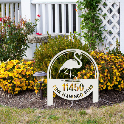 Metal Address Sign, Flamingo Yard Sign, Bring the tropics straight to your front yard with a hot pink flamingo sign!