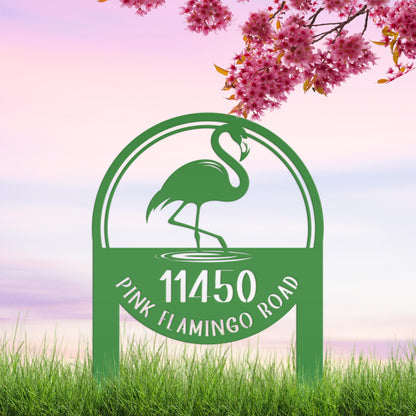Metal Address Sign, Flamingo Yard Sign, Bring the tropics straight to your front yard with a hot pink flamingo sign!
