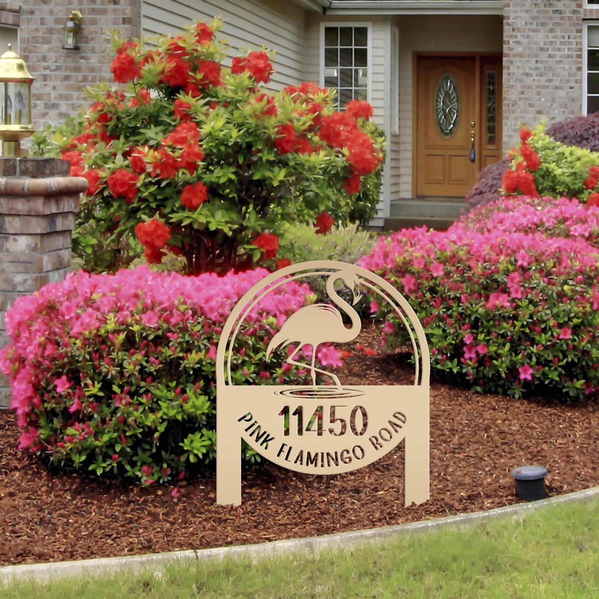 Metal Address Sign, Flamingo Yard Sign, Bring the tropics straight to your front yard with a hot pink flamingo sign!