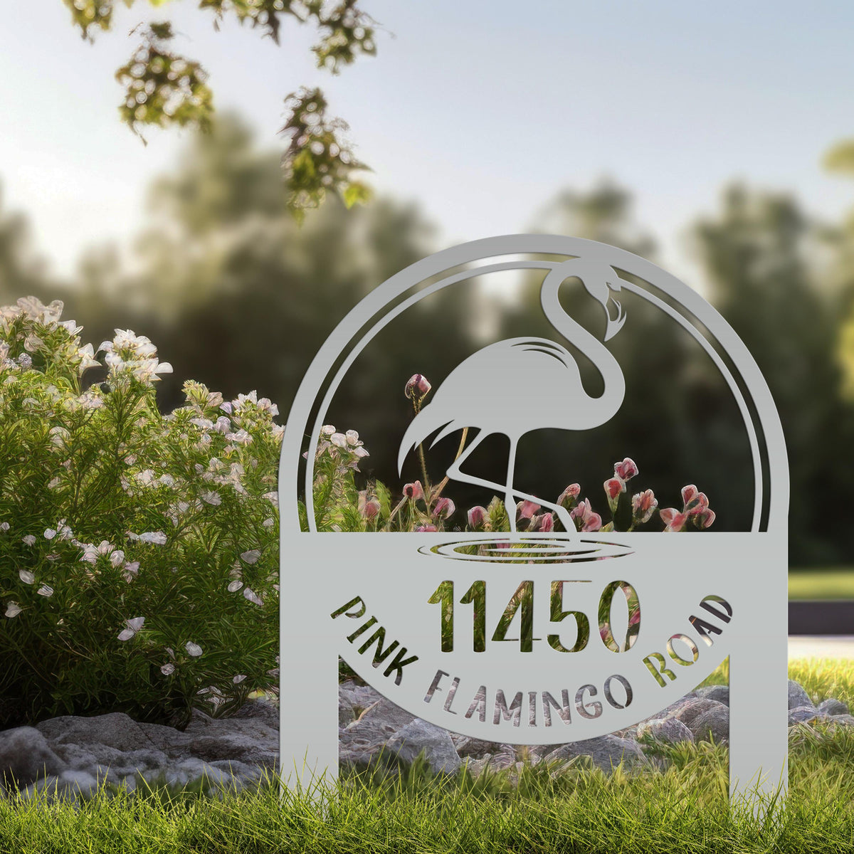 Metal Address Sign, Flamingo Yard Sign, Bring the tropics straight to your front yard with a hot pink flamingo sign!