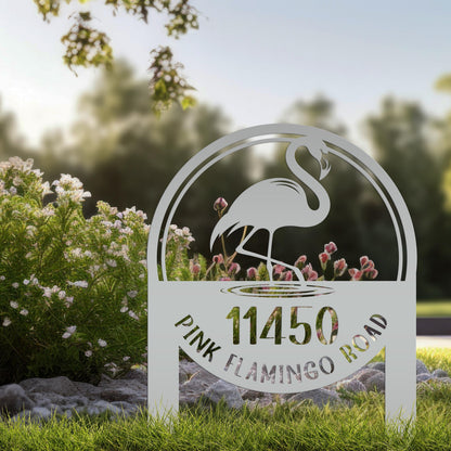 Metal Address Sign, Flamingo Yard Sign, Bring the tropics straight to your front yard with a hot pink flamingo sign!