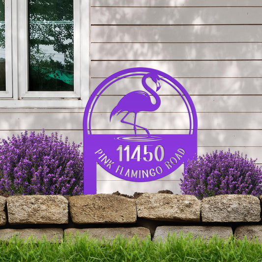Metal Address Sign, Flamingo Yard Sign, Bring the tropics straight to your front yard with a hot pink flamingo sign!