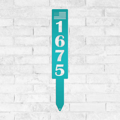 Customizable American Flag Address Yard Sign Stake - Personalized Metal House Numbers - Patriotic Home Decor - Charming Housewarming Gifts