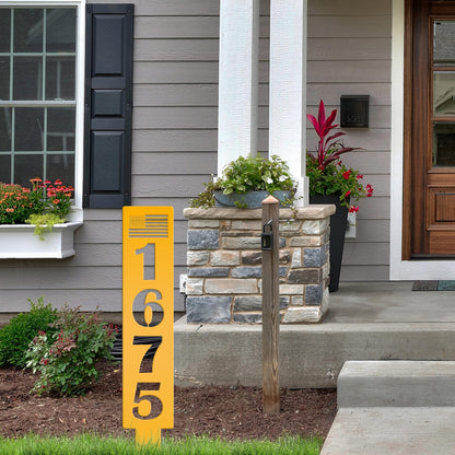 Customizable American Flag Address Yard Sign Stake - Personalized Metal House Numbers - Patriotic Home Decor - Charming Housewarming Gifts