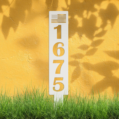 Customizable American Flag Address Yard Sign Stake - Personalized Metal House Numbers - Patriotic Home Decor - Charming Housewarming Gifts