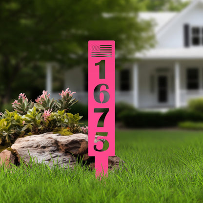Customizable American Flag Address Yard Sign Stake - Personalized Metal House Numbers - Patriotic Home Decor - Charming Housewarming Gifts