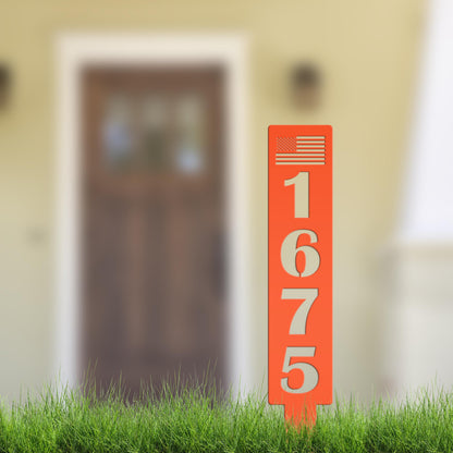 Customizable American Flag Address Yard Sign Stake - Personalized Metal House Numbers - Patriotic Home Decor - Charming Housewarming Gifts
