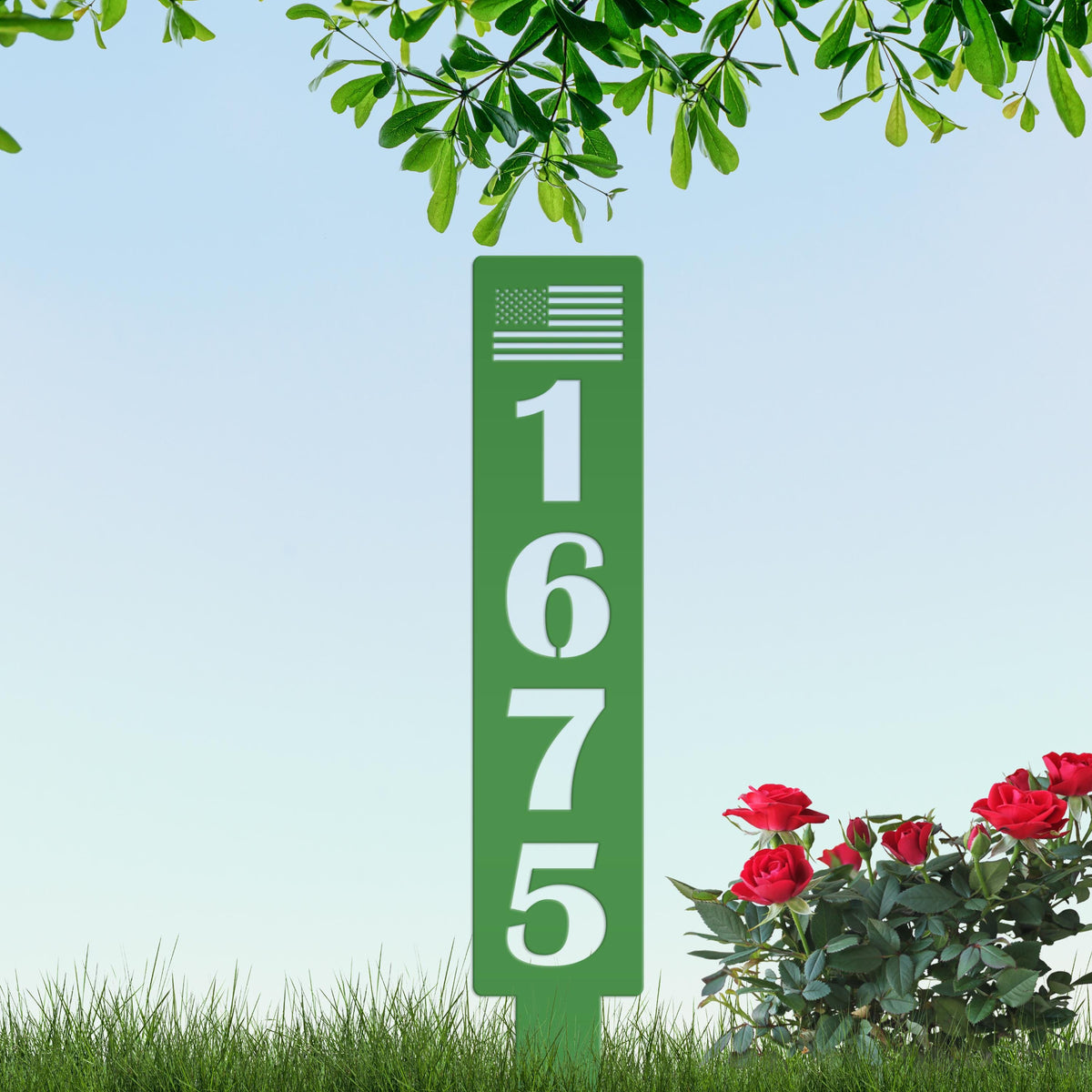 Customizable American Flag Address Yard Sign Stake - Personalized Metal House Numbers - Patriotic Home Decor - Charming Housewarming Gifts