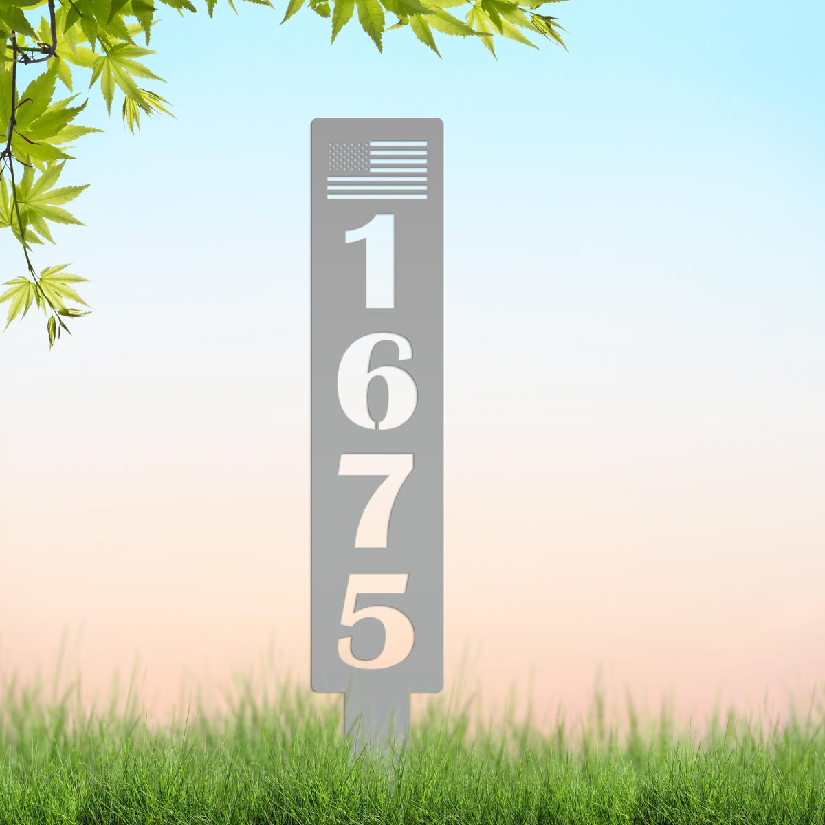 Customizable American Flag Address Yard Sign Stake - Personalized Metal House Numbers - Patriotic Home Decor - Charming Housewarming Gifts