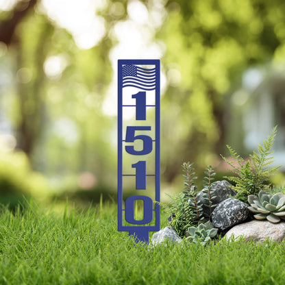 House Numbers Yard Stake, Metal American Flag Address Sign- Patriotic Street Address Lawn Decor,
