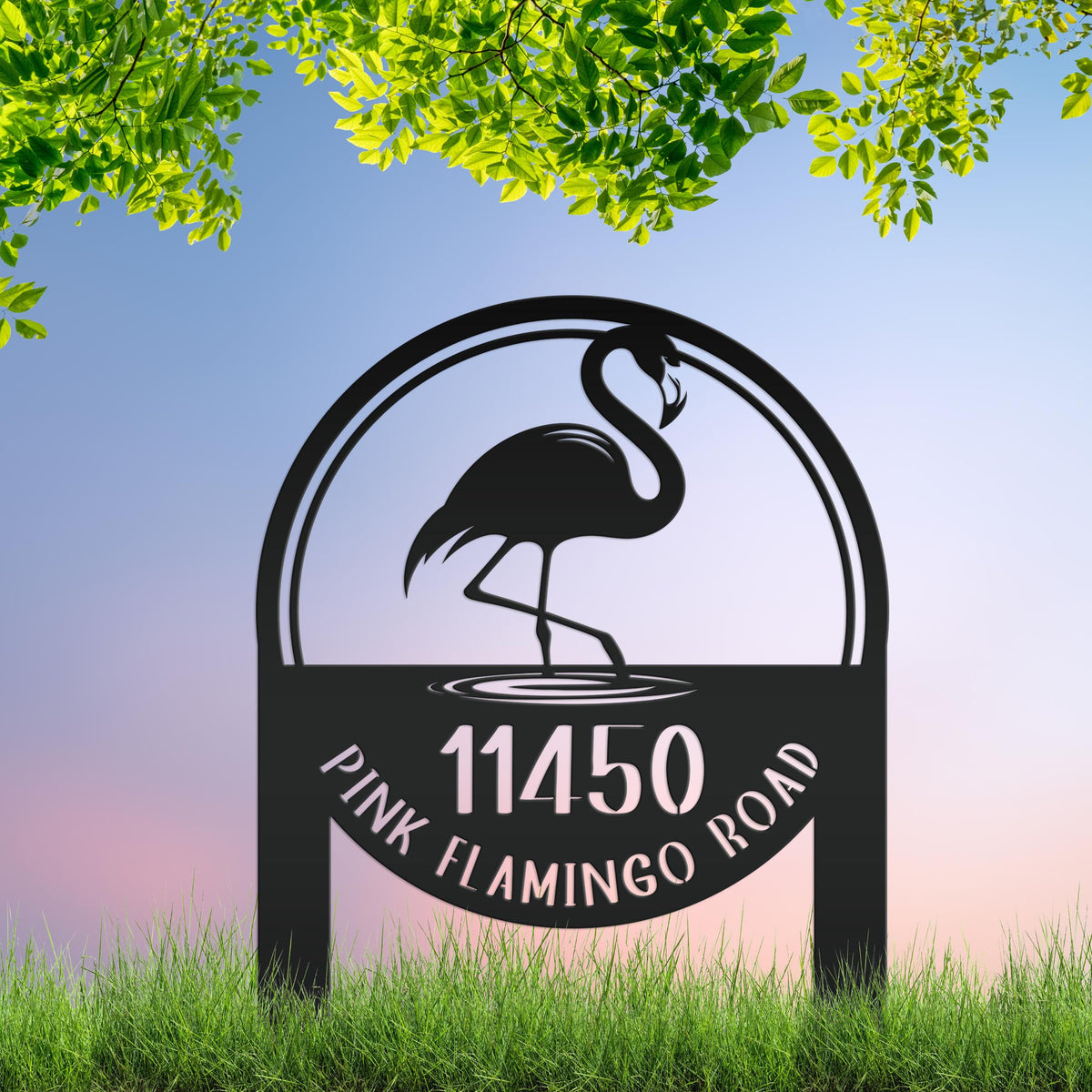 Metal Address Sign, Flamingo Yard Sign, Bring the tropics straight to your front yard with a hot pink flamingo sign!