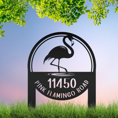 Metal Address Sign, Flamingo Yard Sign, Bring the tropics straight to your front yard with a hot pink flamingo sign!