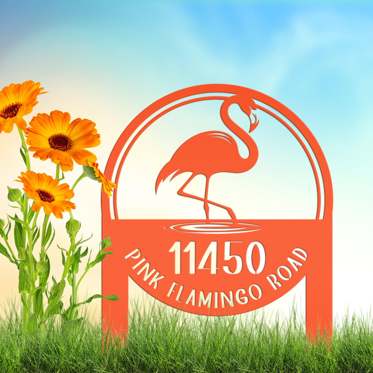 Metal Address Sign, Flamingo Yard Sign, Bring the tropics straight to your front yard with a hot pink flamingo sign!