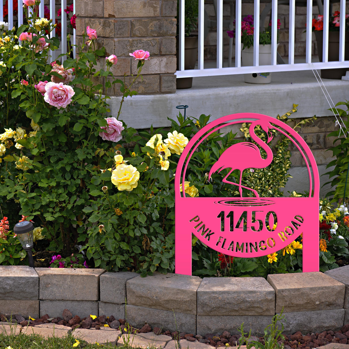 Metal Address Sign, Flamingo Yard Sign, Bring the tropics straight to your front yard with a hot pink flamingo sign!