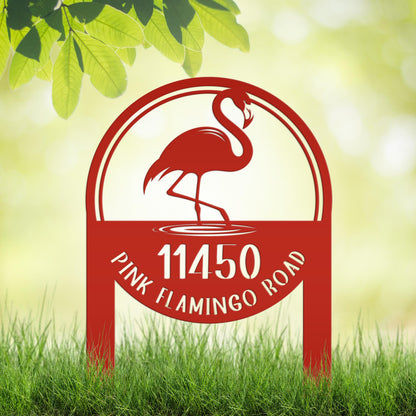 Metal Address Sign, Flamingo Yard Sign, Bring the tropics straight to your front yard with a hot pink flamingo sign!