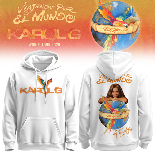 Viajando Por El Mundo Tropitour Hoodie Limited Edition 2026 White V2 | YP36