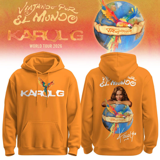 Viajando Por El Mundo Tropitour Hoodie Limited Edition 2026 Orange V2 | XS61
