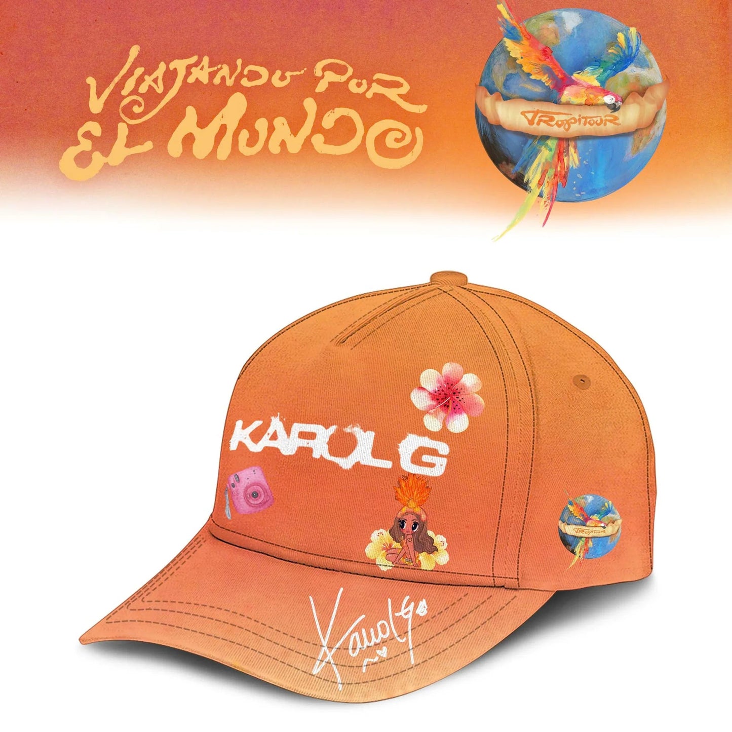 Viajando Por El Mundo Tropitour Tshirt Limited Edition 2026 Orange | VU91